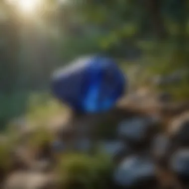 Lapis Lazuli in Nature A serene landscape with lapis lazuli stones embedded in natural settings, emphasizing their geological formation