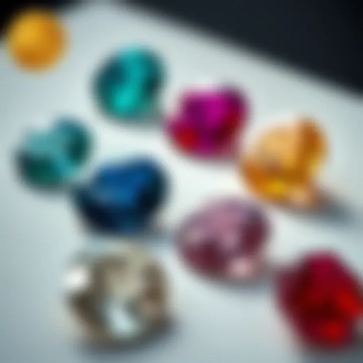 Certified gemstones displayed with grading reports