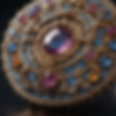 Exquisite Jewelry Craftsmanship An intricately designed piece of jewelry featuring precious stones