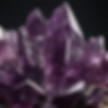 Close-up of a deep purple amethyst crystal showcasing its facets