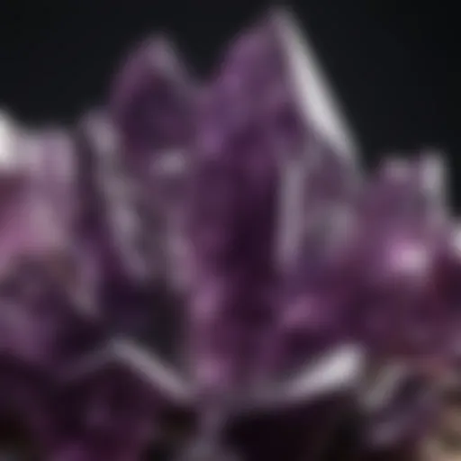 Close-up of a deep purple amethyst crystal showcasing its facets