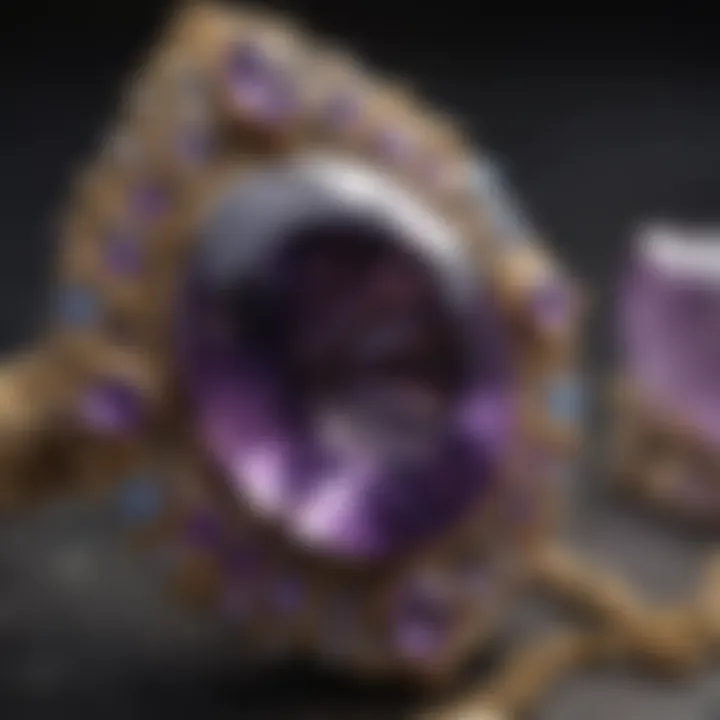 Historical artifacts featuring amethyst stones in ancient jewelry