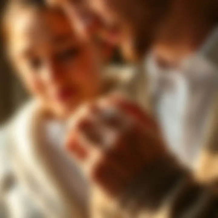 Couple admiring the beauty of a 15th anniversary ring