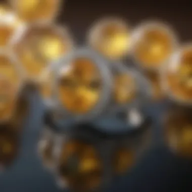 A collection of yellow sapphire stones highlighting their color variations