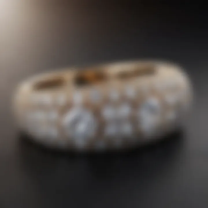 Thick pave diamond band on a luxurious velvet surface, symbolizing elegance