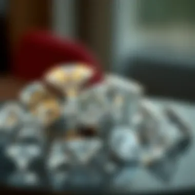 An elegant display of various TW certified diamonds arranged artistically