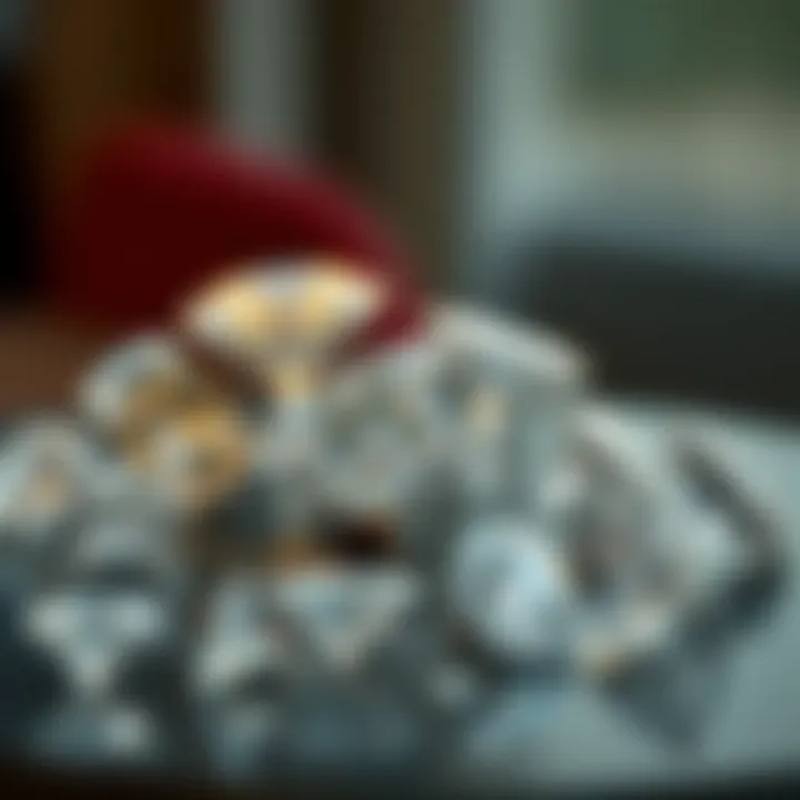 An elegant display of various TW certified diamonds arranged artistically