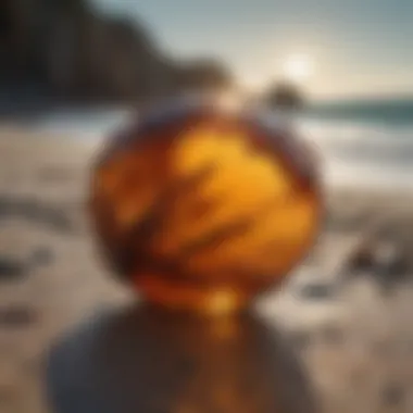 Baltic Amber on the Seashore Natural setting of Baltic amber found on the beach