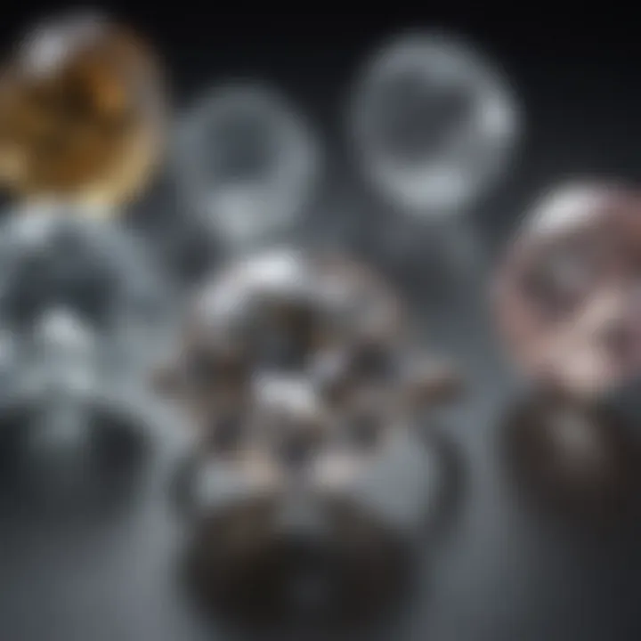 Comparison of diamond cuts demonstrating their unique shapes and reflections