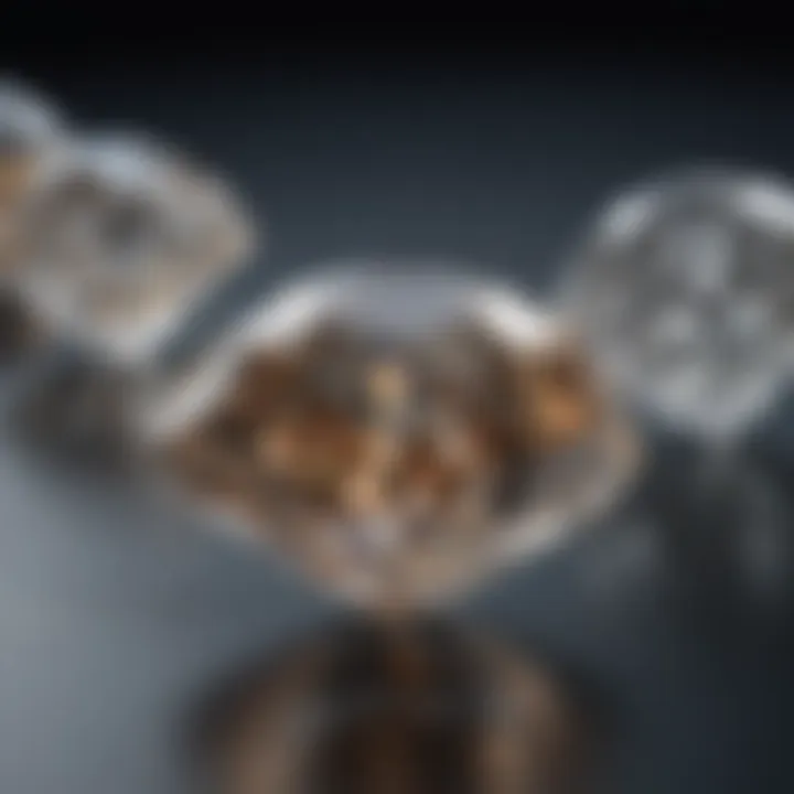 An illustration of the four Cs of diamonds: cut, color, clarity, and carat