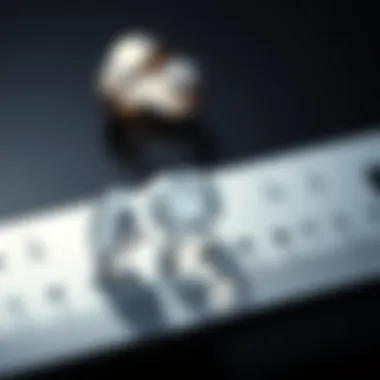 A scale measuring diamond carat weight