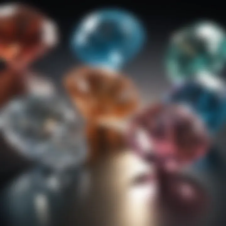 A close-up of diamonds showcasing different color grades