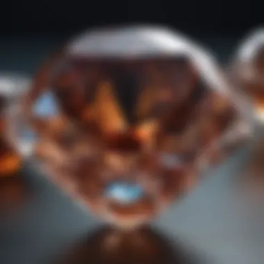 Close-up view of a diamond's color grading process