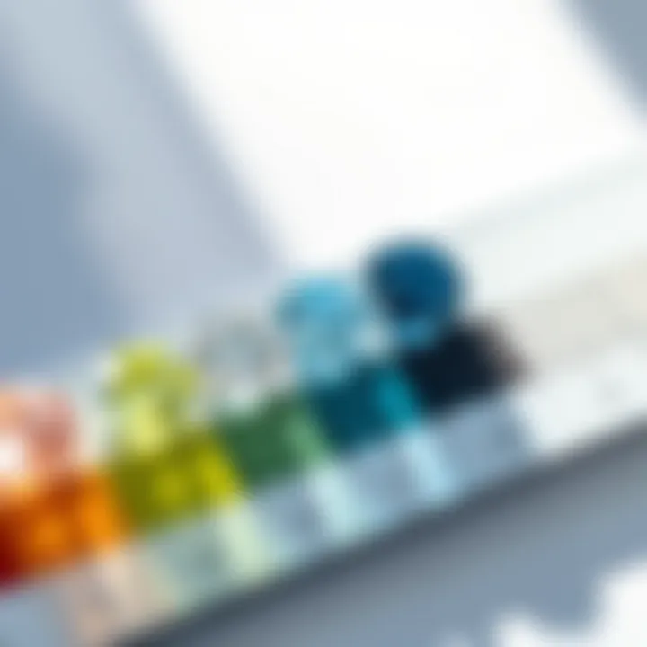 Color grading scale for diamonds showcasing various shades