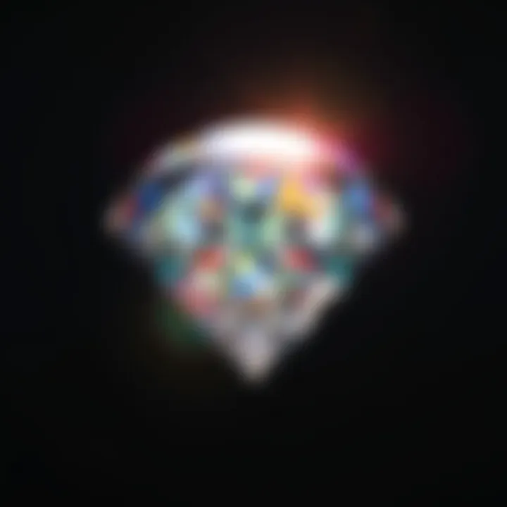 Illustration of a diamond reflecting light, emphasizing colour brilliance