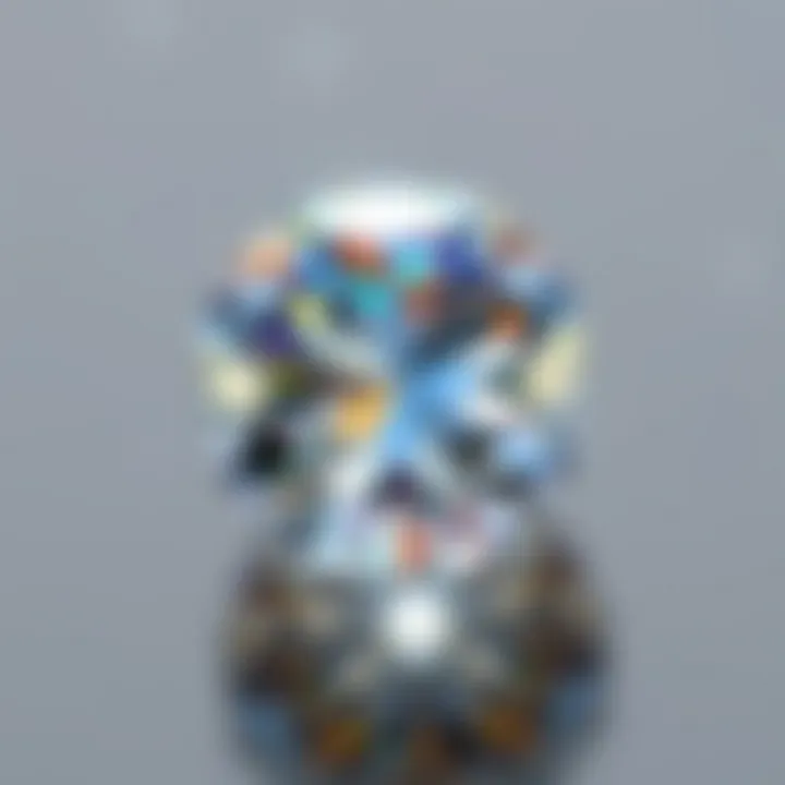 Close-up of a diamond revealing its colour nuances