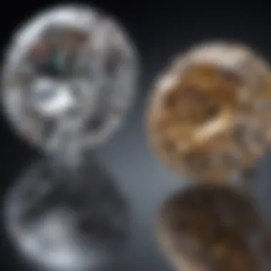 Comparison of two diamond carats side by side