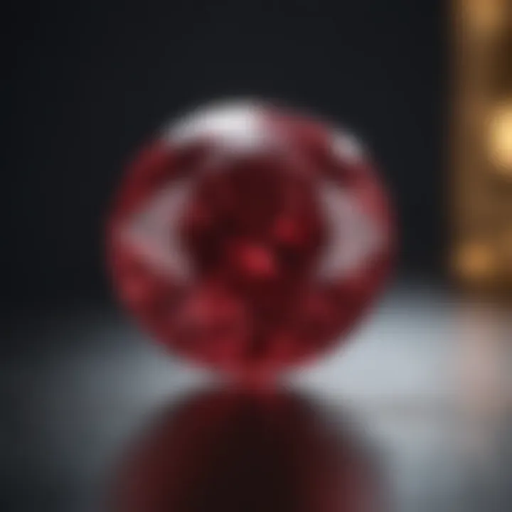 Close-up view of a sparkling ruby highlighting its clarity