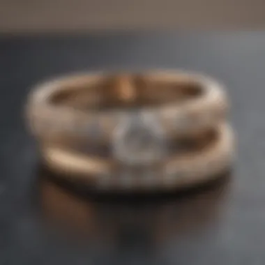 Modern Engagement and Wedding Band Duo Modern minimalist engagement ring next to sleek wedding band