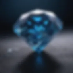 Dazzling blue fluorescence in a diamond under UV light.