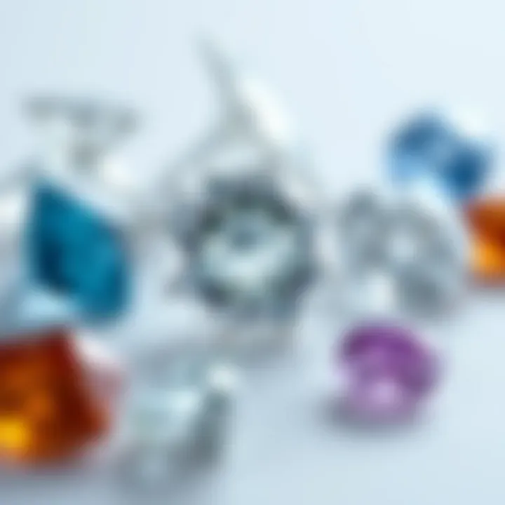 Moissanite Compared to Traditional Gemstones Moissanite stones displayed alongside traditional gemstones