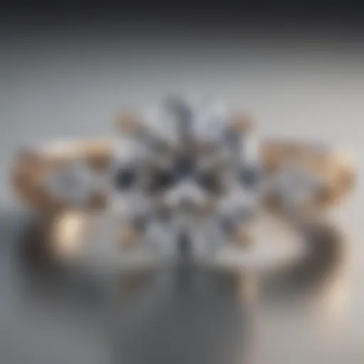 Close-up view of a sparkling moissanite ring highlighting its brilliance.