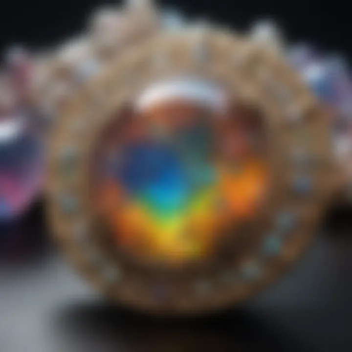 Close-up view of opal's play-of-color phenomenon