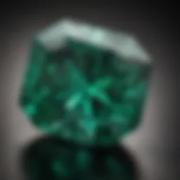Close-up of a 1.5 carat emerald showcasing its vibrant green hue.