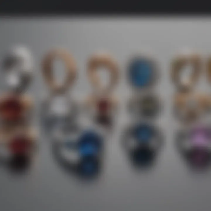 Various types of rings displayed