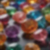 A close-up view of various sept stones showcasing their vibrant colors