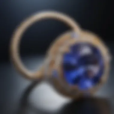 Close-up view of a stunning tanzanite ring showcasing its deep blue hue