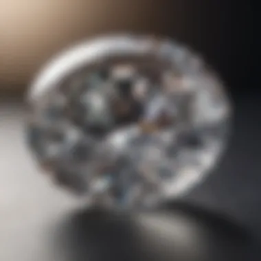 Close-up of a diamond with measurement tools