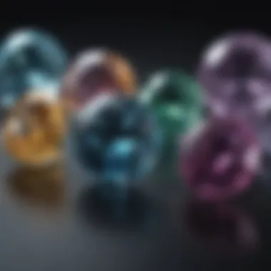 Comparison of different sizes of alexandrite gems.