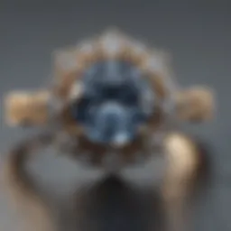 Close-up of an engagement ring on a velvet surface