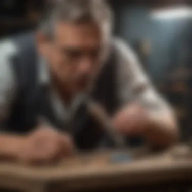 Artisan at Work with Jeweler's Hammer A skilled artisan using a jeweler's hammer on a piece of metal