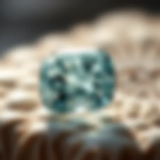 A close-up of a pristine aquamarine gemstone showcasing its clarity and color