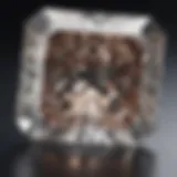 Close-up view of a square cut diamond showcasing its brilliance and facets