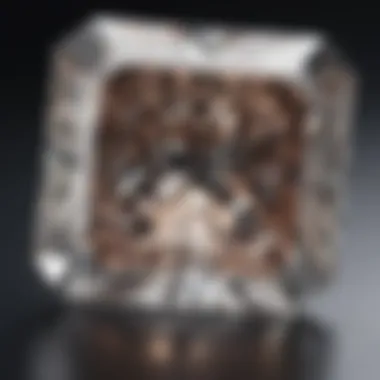 Close-up view of a square cut diamond showcasing its brilliance and facets