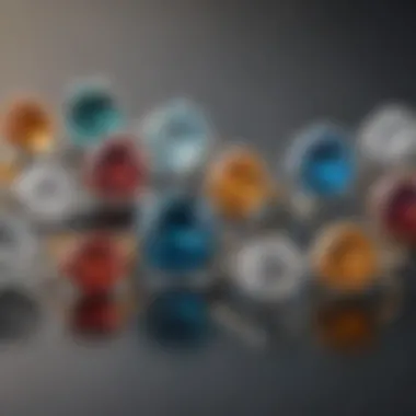 Selection of Gemstones for Engagement Rings A beautifully arranged selection of gemstones for rings