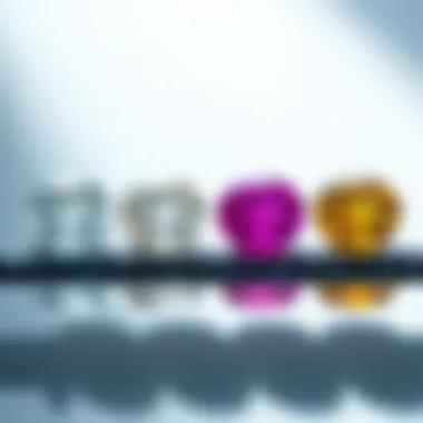 Color Grading in Diamonds Comparison of different diamond colors on a scale