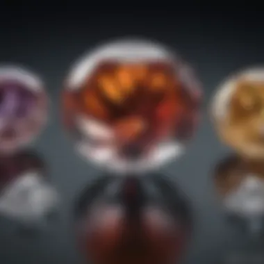 Valuation Factors of Diamonds Comparison chart illustrating the four Cs of diamond valuation