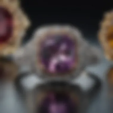 Platinum ring displayed with other precious metals for comparison