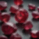 A close-up view of uncut rubies showcasing their natural beauty and raw form