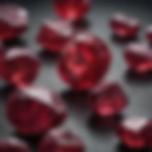 A close-up view of uncut rubies showcasing their natural beauty and raw form