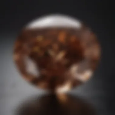 Close-up view of a chocolate diamond showcasing its unique color