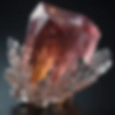 Close-up view of a crystal with distinctive properties and features