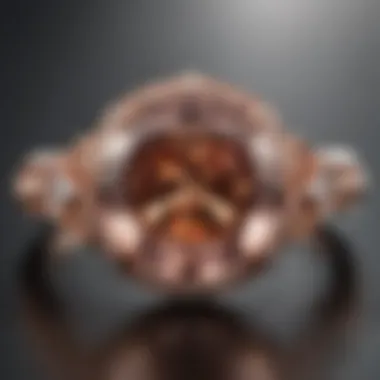 Close-up of a rose gold ring with a stunning gemstone