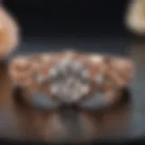 Intricate design of a rose gold engagement ring with diamond accents