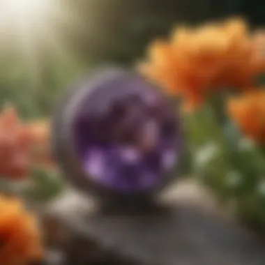 Virgo Birthstone with August Flowers An artistic arrangement of the Virgo birthstone with August flowers in a natural setting.