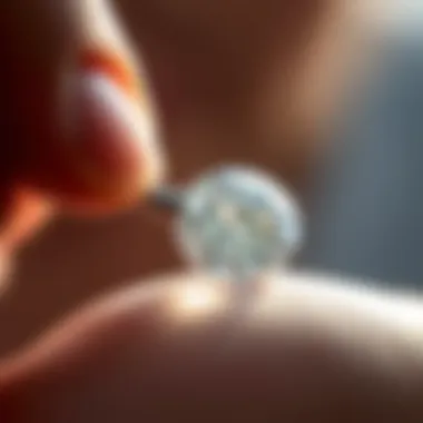 A close-up of a diamond being appraised by an expert